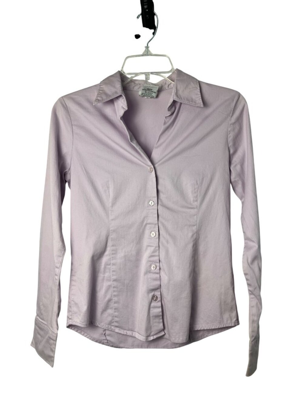 George Stretch Womens XS 2 Dusty Lavender Fitted Button Down Shirt Cotton Blend - Picture 11 of 12